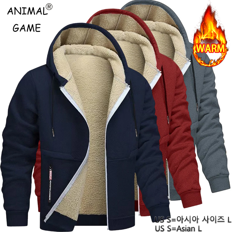 Sherpa Hoodie Fleece - 동물 게임 남성 캐주얼 후드티 남성용