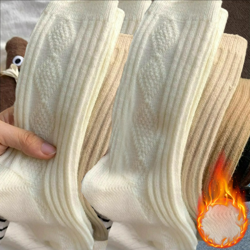 Thermal Sock Wool - 여성용 겨울용 캐시미어 울 양말 3켤레