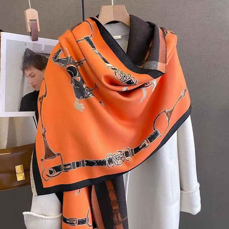Shawl Wrap Winter - 레트로 라이더 말 모양 모조 캐시미어