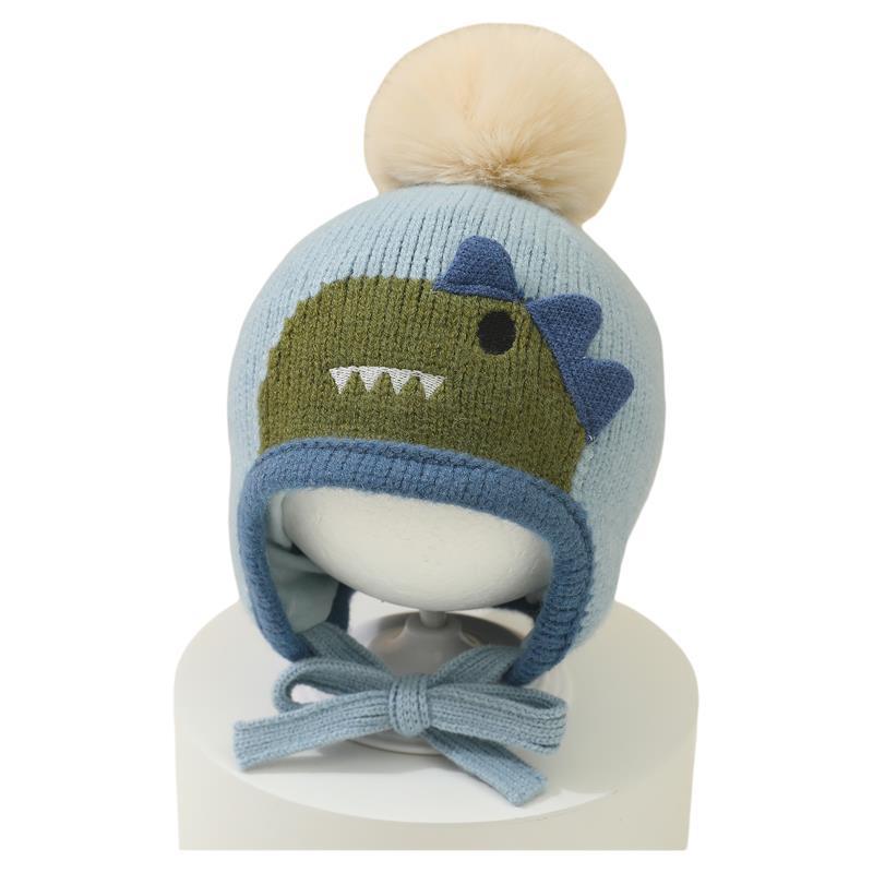 Knit Beanie Hat Warm - 귀여운 만화 동물 폼폼 모자 아기