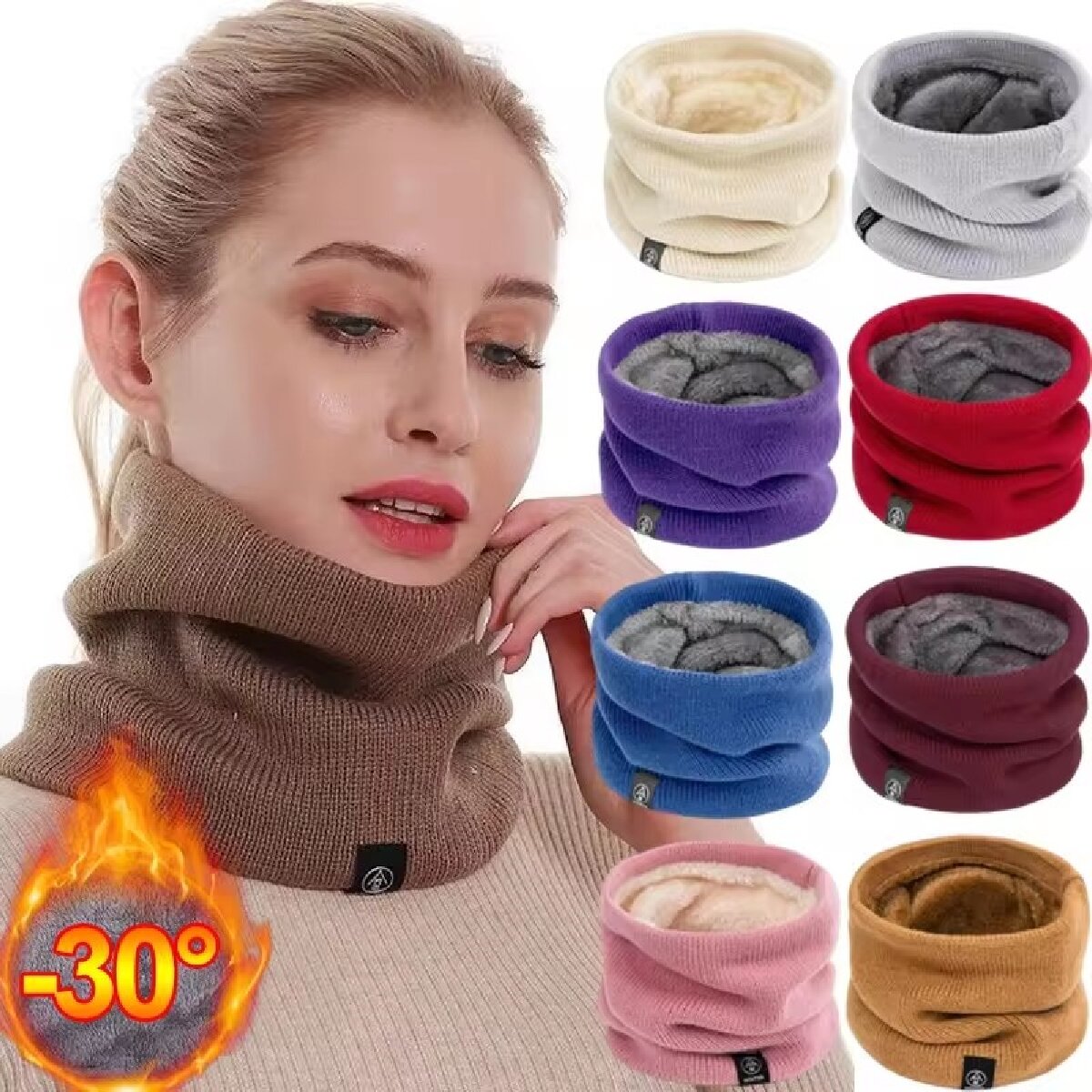Neck Gaiter Fleece - 솔리드 겨울 플러시 머플러 여성용 모직
