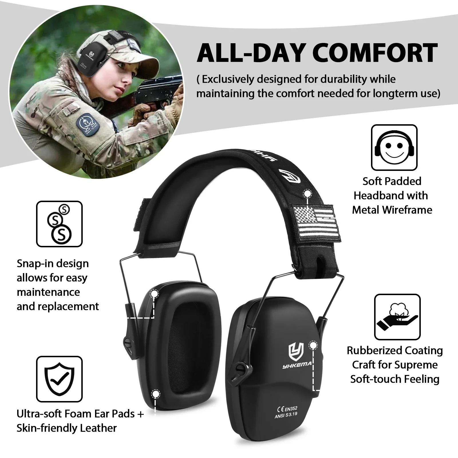 YHKEMA 사격용 안전 귀마개, 슬림 패시브 귀 보호 - Earmuffs Foldable 리뷰 및 가격