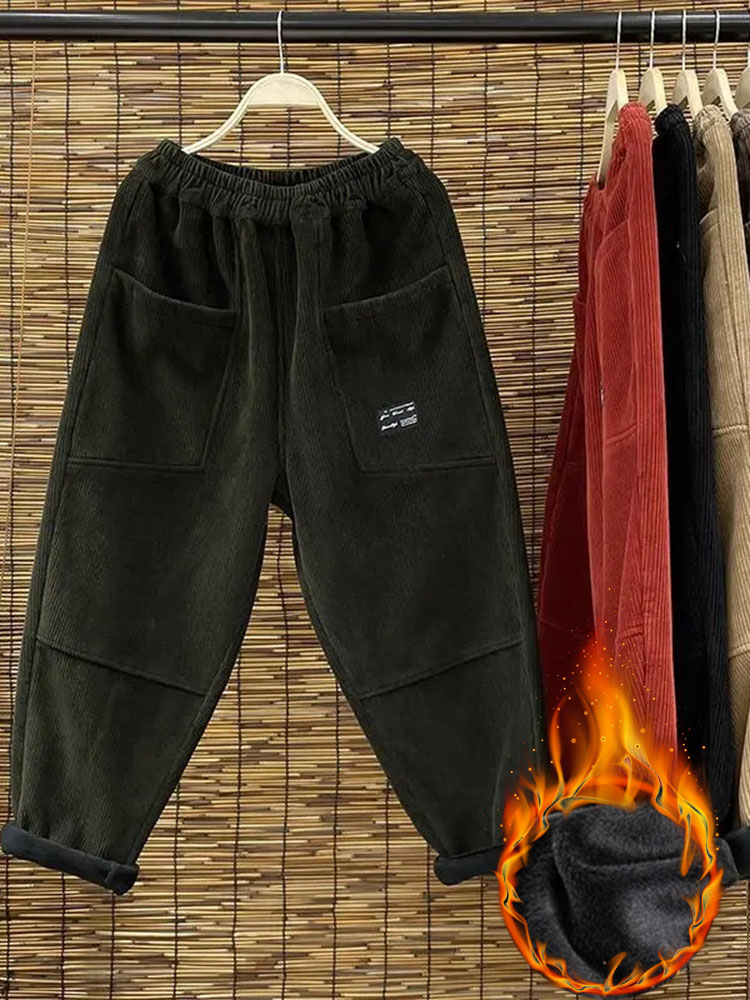 여성용 캐주얼 플러스 벨벳 하렘 바지, 헐렁한 클래식  - Corduroy Pant Warm 리뷰 및 가격