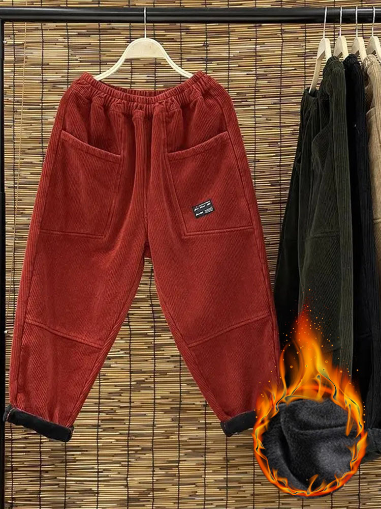 여성용 캐주얼 플러스 벨벳 하렘 바지, 헐렁한 클래식  - Corduroy Pant Warm 리뷰 및 가격