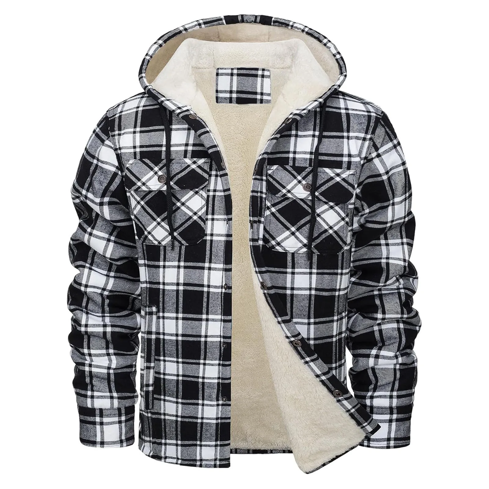두꺼운 따뜻한 플란넬 후드 자켓 남성 셰르파 양털 안감 - Flannel Shirt Lined 리뷰 및 가격