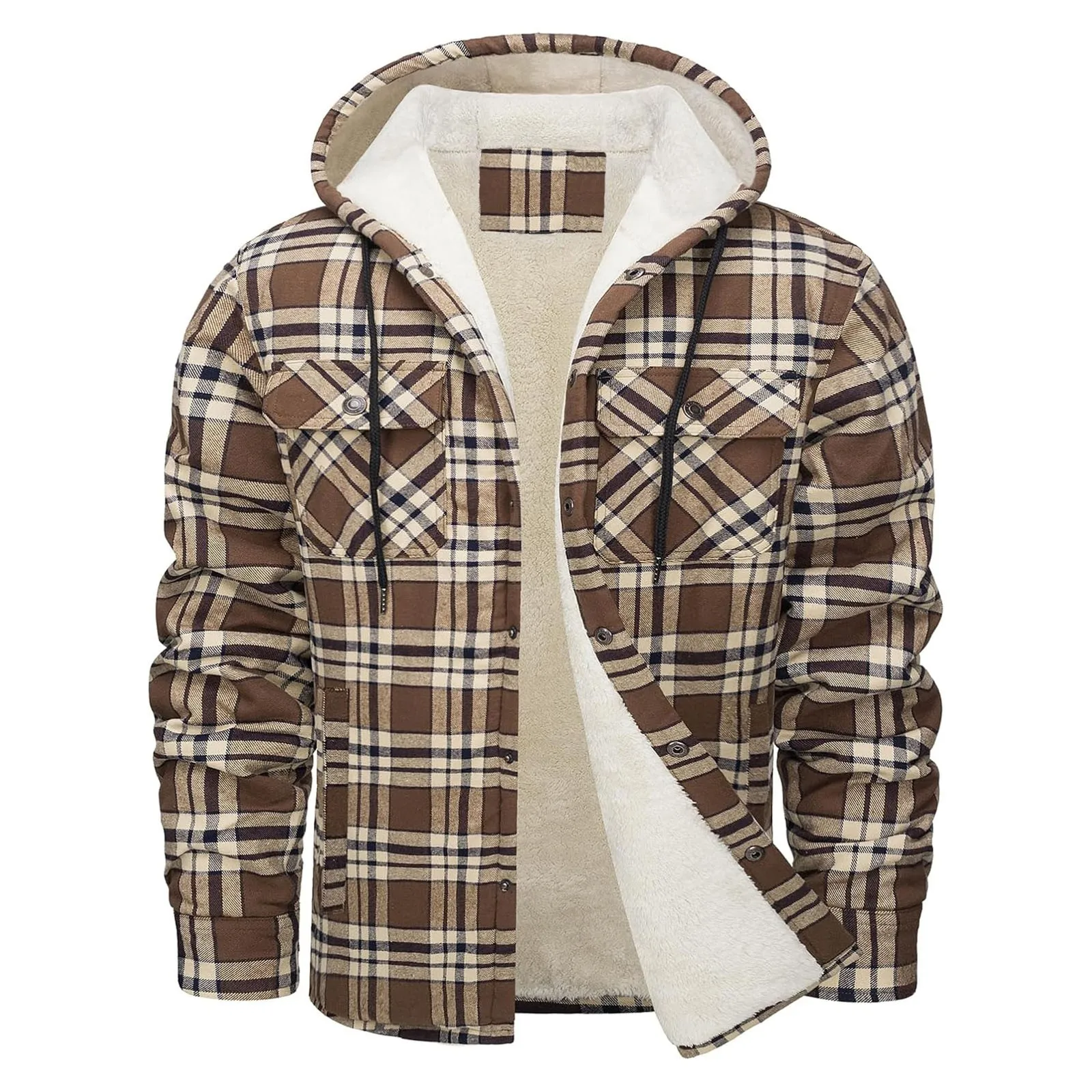 두꺼운 따뜻한 플란넬 후드 자켓 남성 셰르파 양털 안감 - Flannel Shirt Lined 리뷰 및 가격