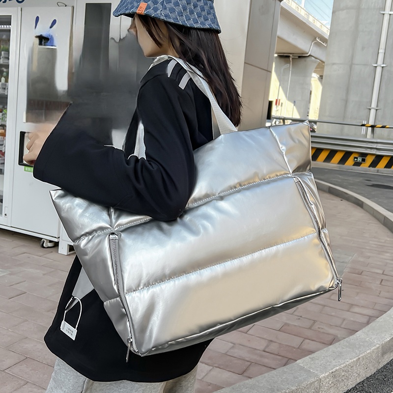 여성용 Y2k 실버 숄더백, 한국 패션 토트백, 대용량 - Down Jacket Packable 리뷰 및 가격