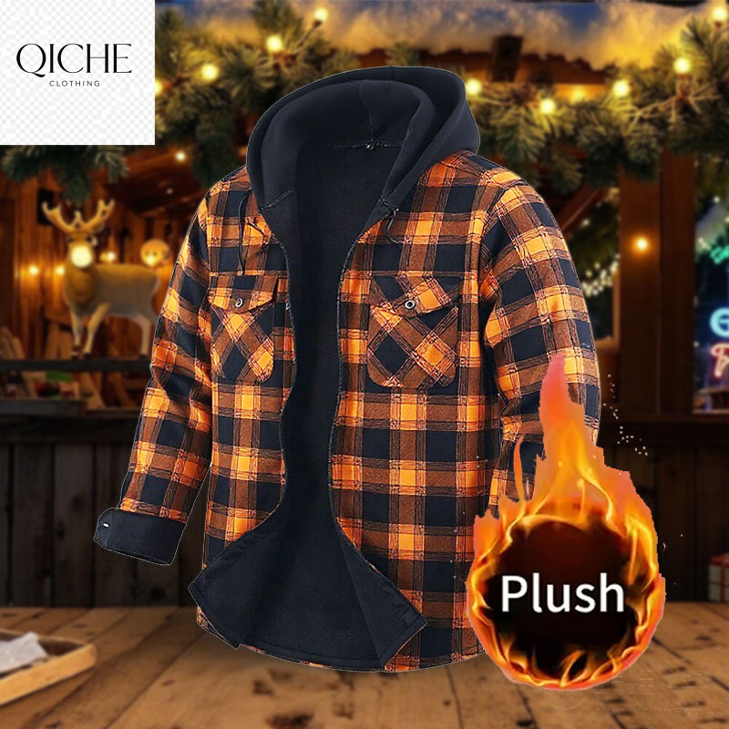 QICHE 플리스 안감 두꺼운 플란넬 셔츠 남성용 후드 - Flannel Shirt Lined 리뷰 및 가격