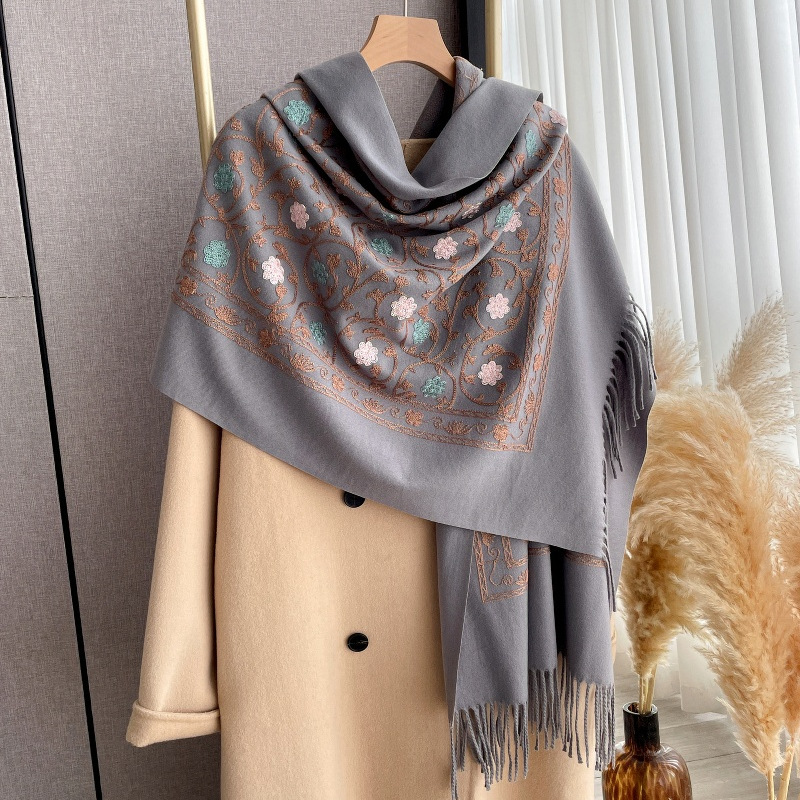 2025 신상 자수 캐시미어 스카프 여성 겨울 숄 랩  - Cashmere Pashmina Wrap 리뷰 및 가격