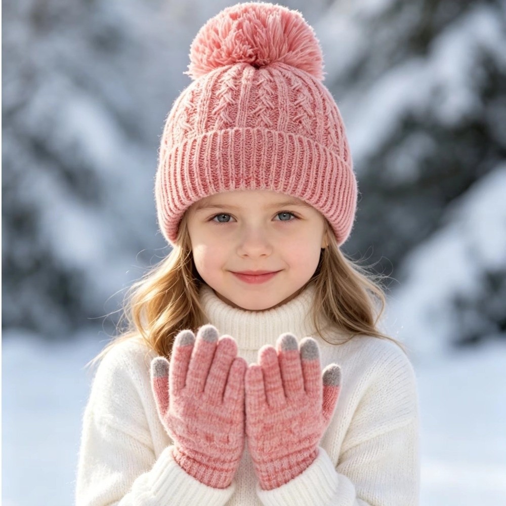 2 개/대 패션 겨울 어린이 모자 장갑 세트 안감 방풍 - Touch Screen Gloves 리뷰 및 가격